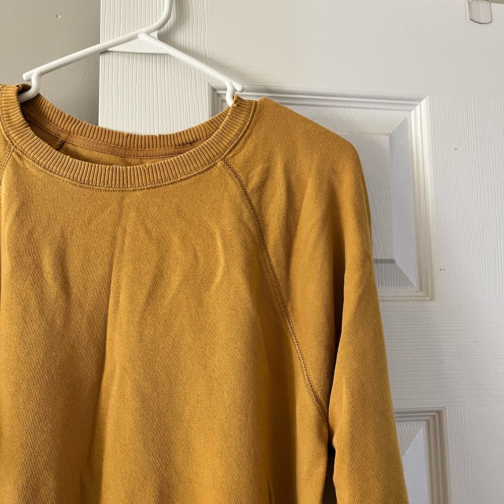 Aerie Mustard Crewneck Distressed Sweatshirt